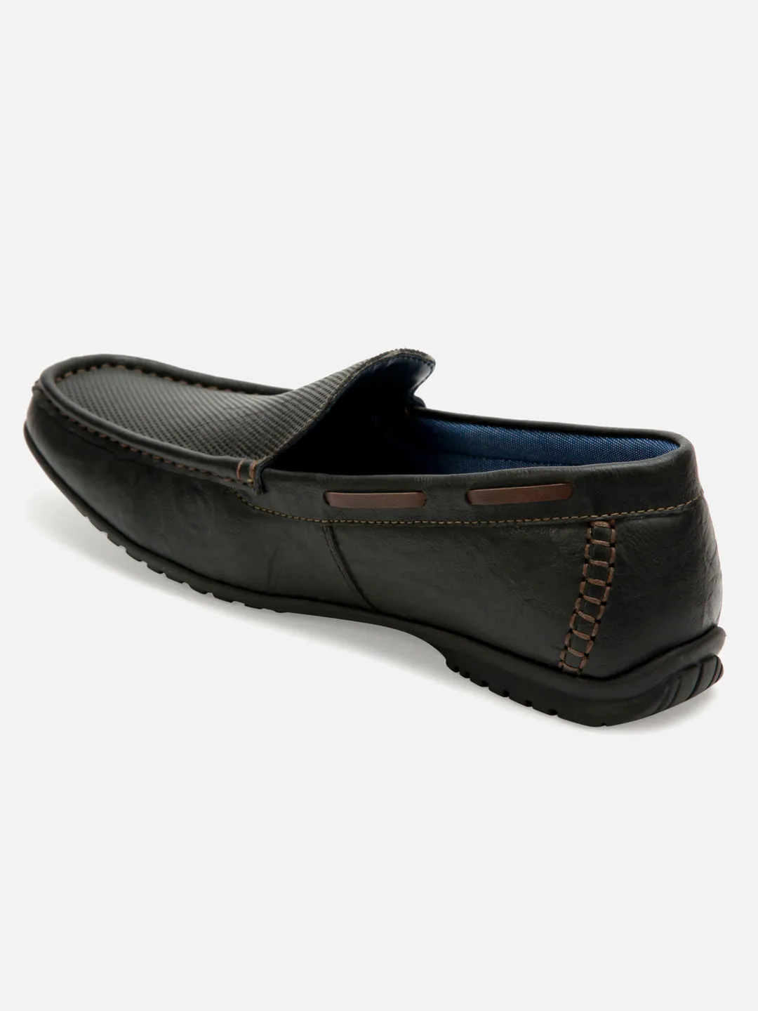 Soft Cushioning Men's Charcoal Black Moc Toe Casual Loafer (IX1014)
