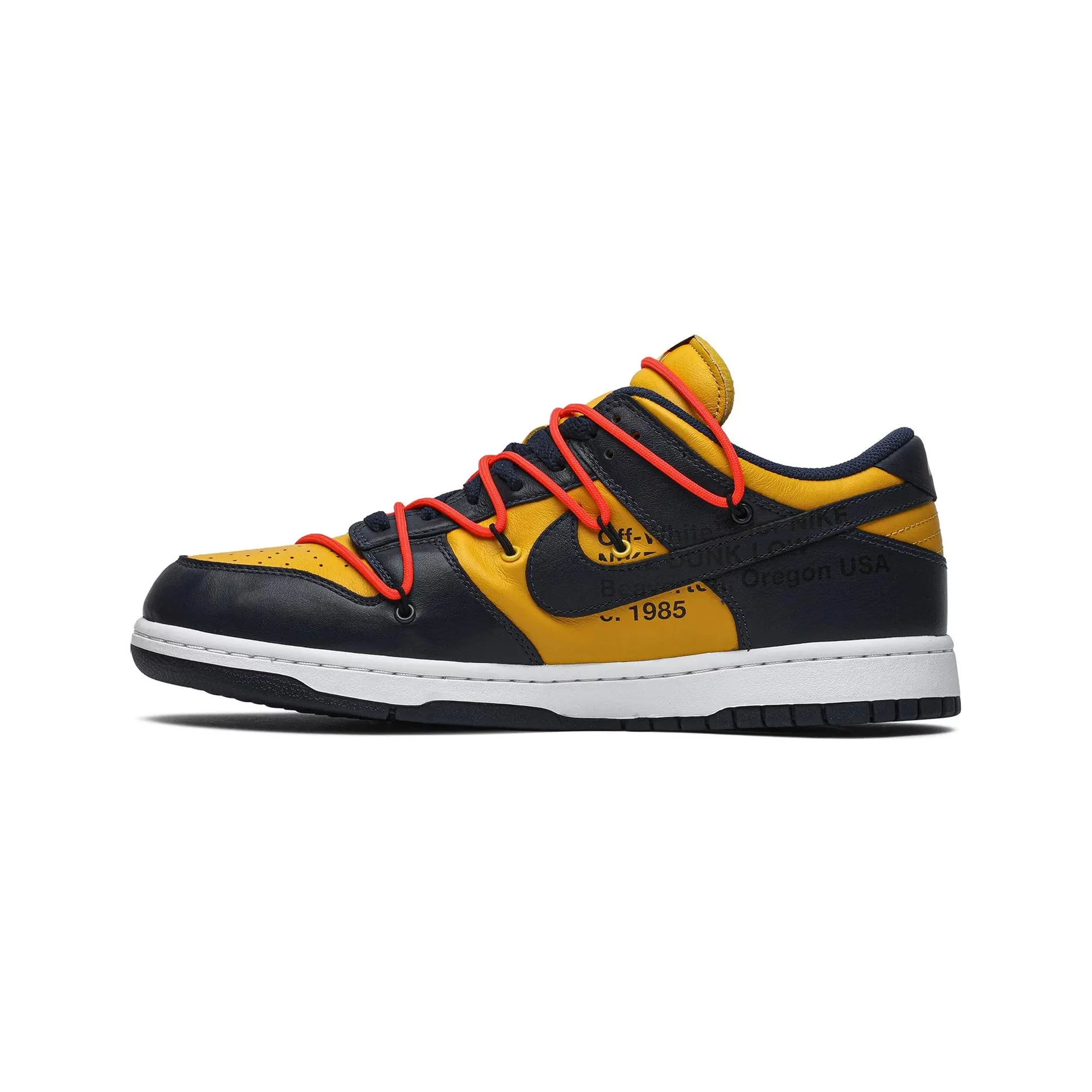 Early Jog Slip Resistant Outdoor Explorers Dunk Low x Off-White - University Gold Midnight Navy (New)