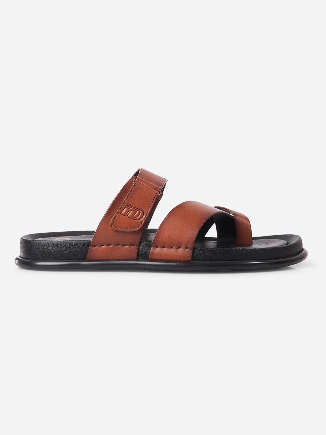 Strong Grip Jungle Path Men's Tan Cross Strap Sandals (ID4269)