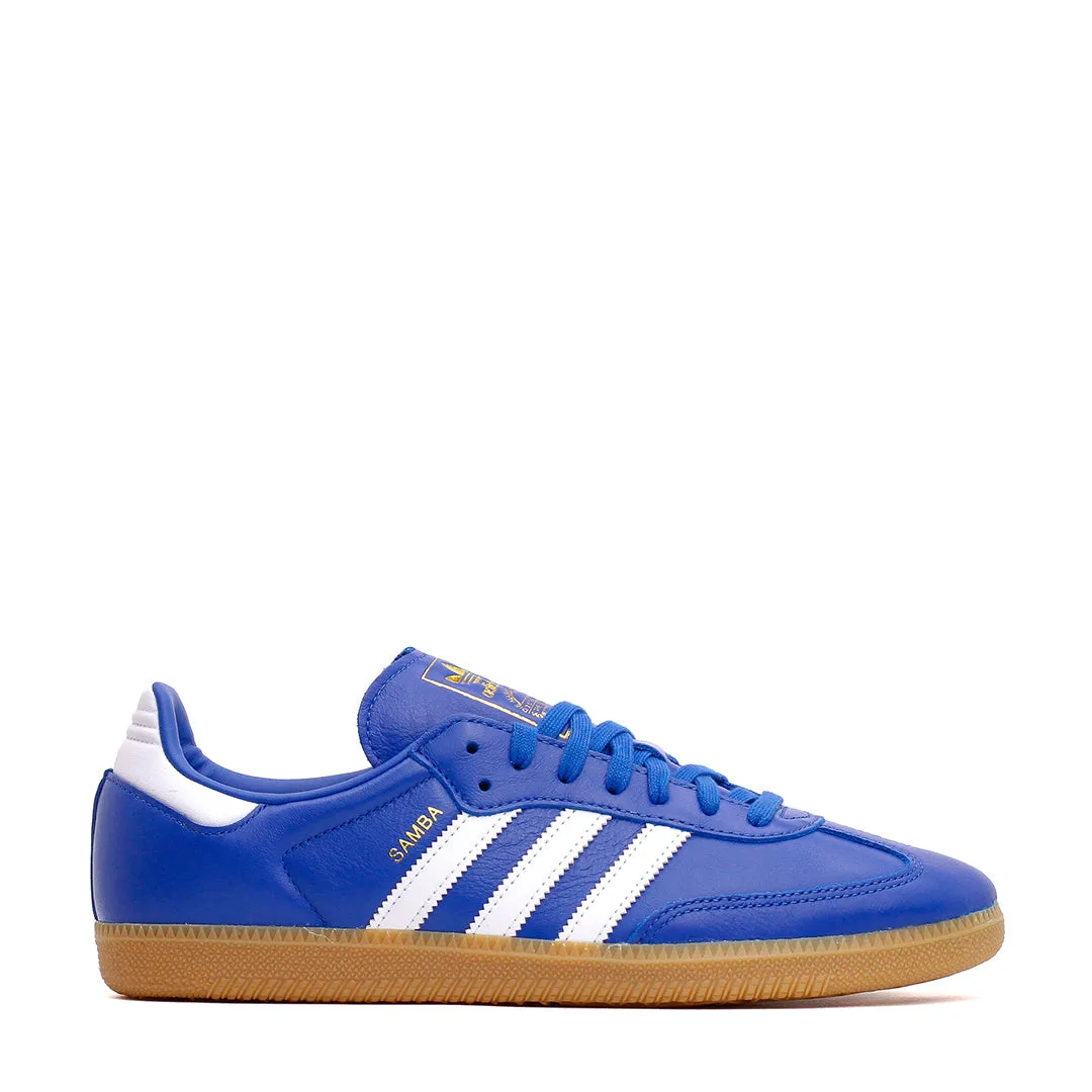 Slip Resistant Sturdy Build Adidas Men Samba OG Blue Cloud White Gum JR0882