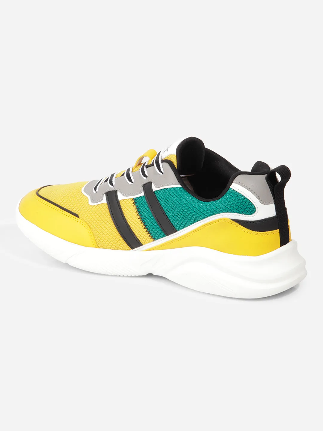 Fashionable Style Men's Yellow Colourblocked Sneakers IX7135