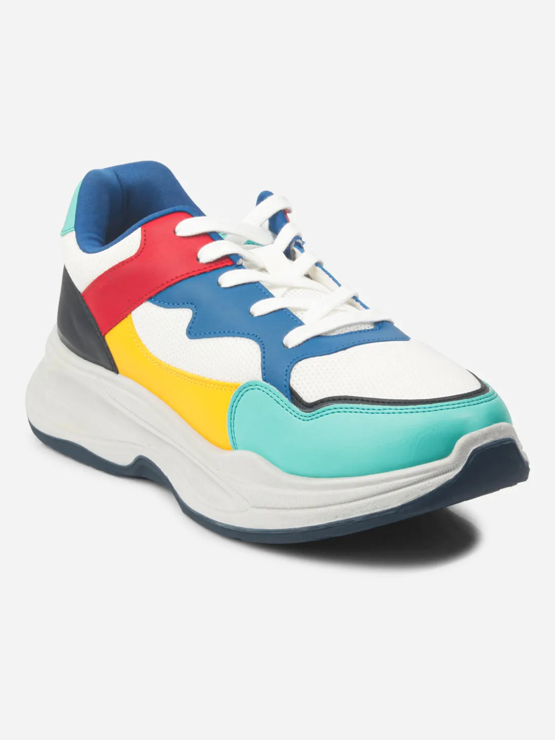 Urban breathability Men's Colourblocked Lace Up Sneakers (IX1065)