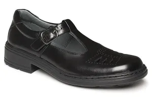 Clarks Ingrid Senior Black Hi Shine Tbar Leather School Shoes High - top kids' shoes Soccer - themed kids' shoes