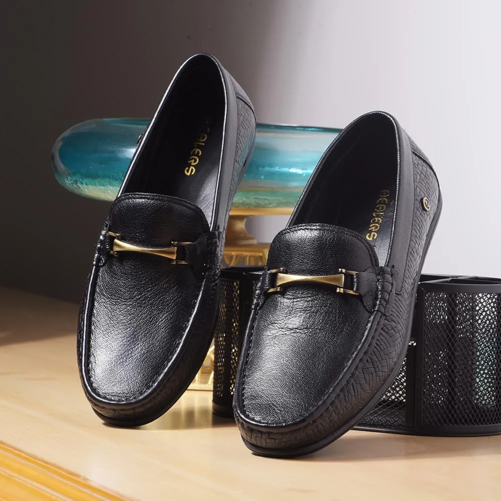 Healers By Liberty Mens OSL-49 Black Formal Loafers Metal Buckle