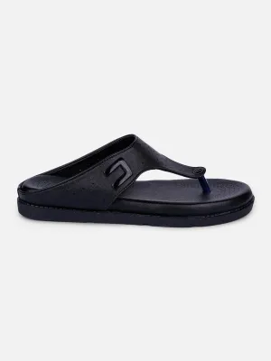 Women's Black Thong Sandals (IU6016) Non Marking