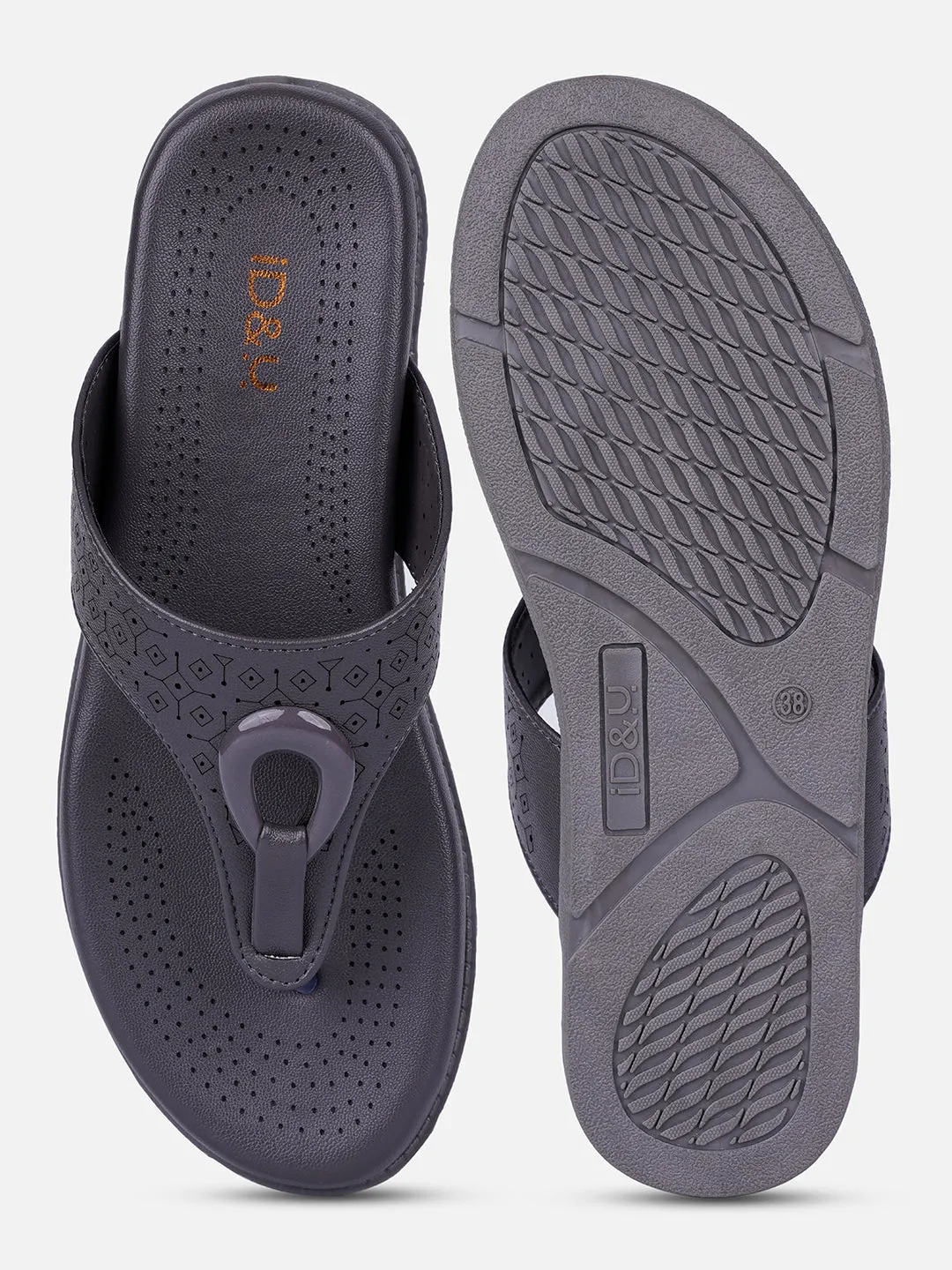 Anti slip technology Women's Grey Thong Sandals (IU6015)