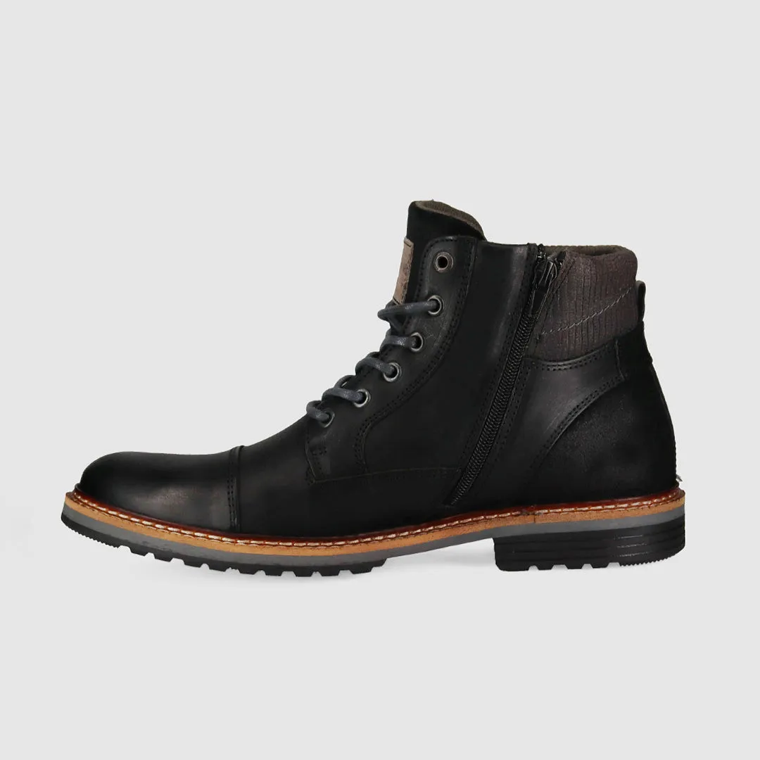 Cradle Lace Up Boots Black mud proof british retro
