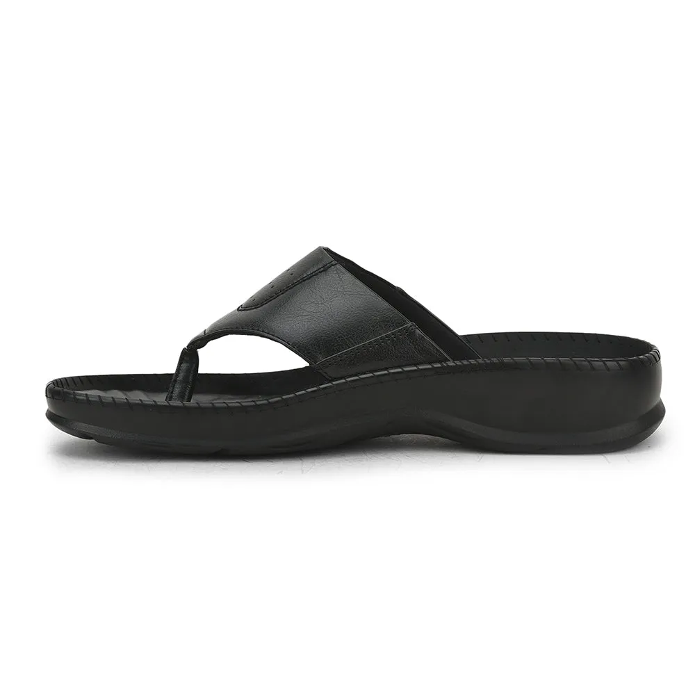 Arch Fit Memory Foam Coolers Black Casual Slipper For Men META-1 By Liberty