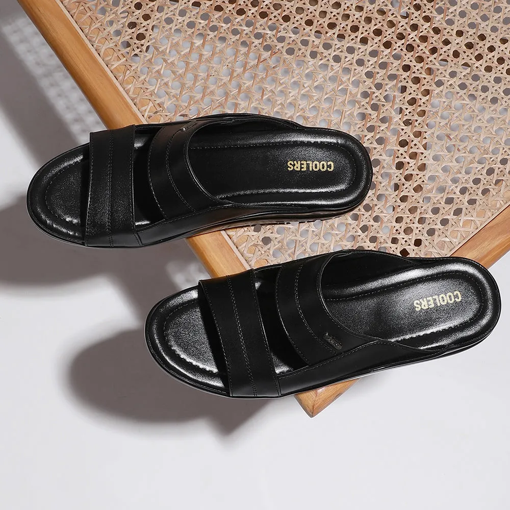 Coolers Casual Black Slippers For Men 7193-60 By Liberty Easy To Clean