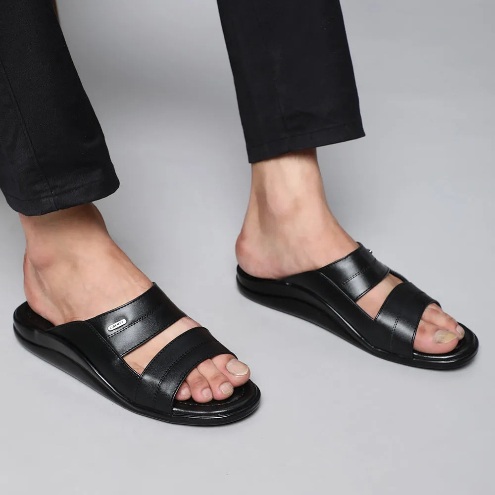 Coolers Casual Black Slippers For Men 7193-60 By Liberty Elegant Profile Breathable Design