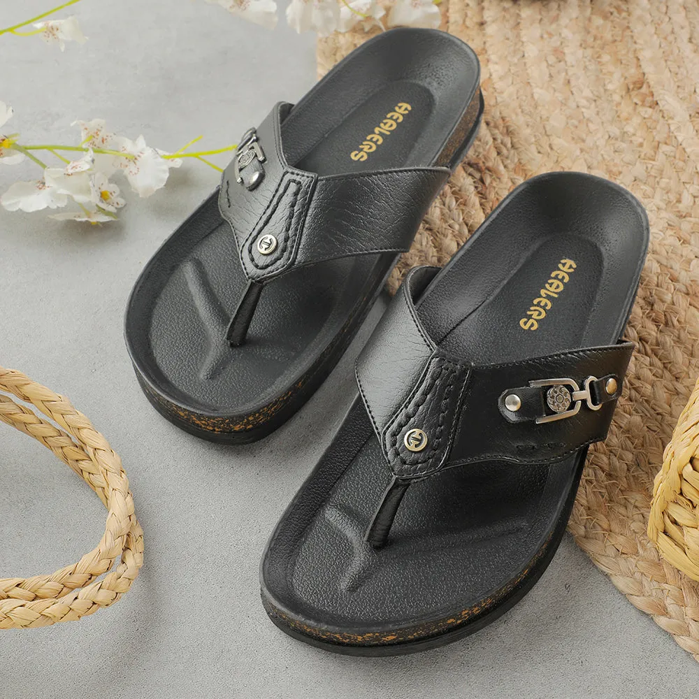 Brushed Finish Everyday Luxury Healers Black Casual Slipper For Men CSS-28E By Liberty