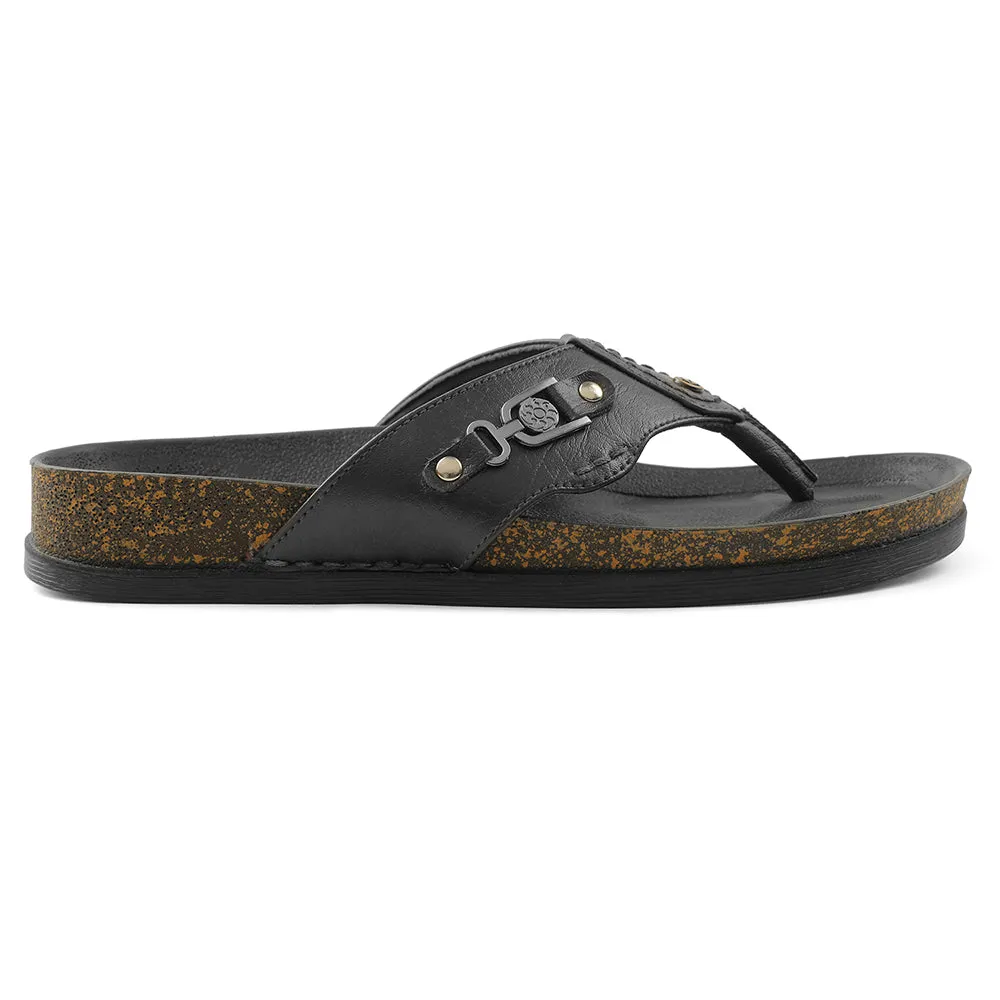 Healers Black Casual Slipper For Men CSS-28E By Liberty All Time Comfort Stand