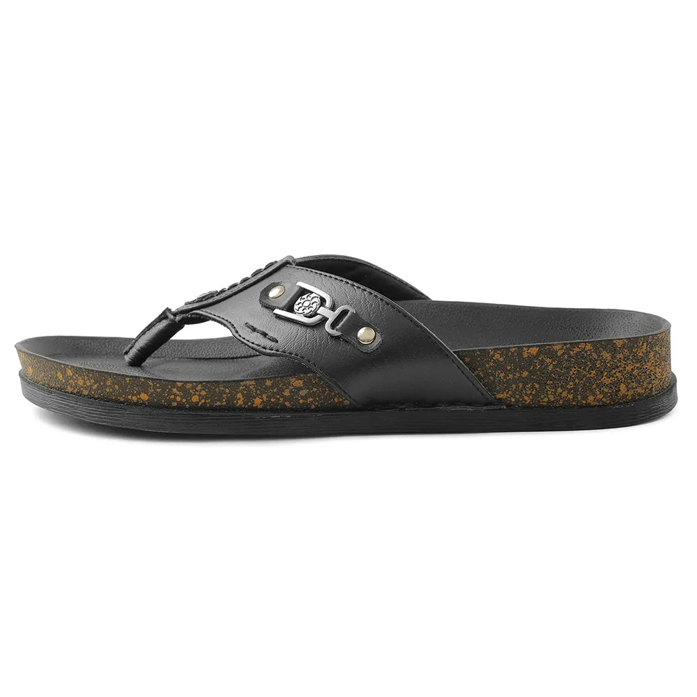 Fitness Healers Black Casual Slipper For Men CSS-28E By Liberty