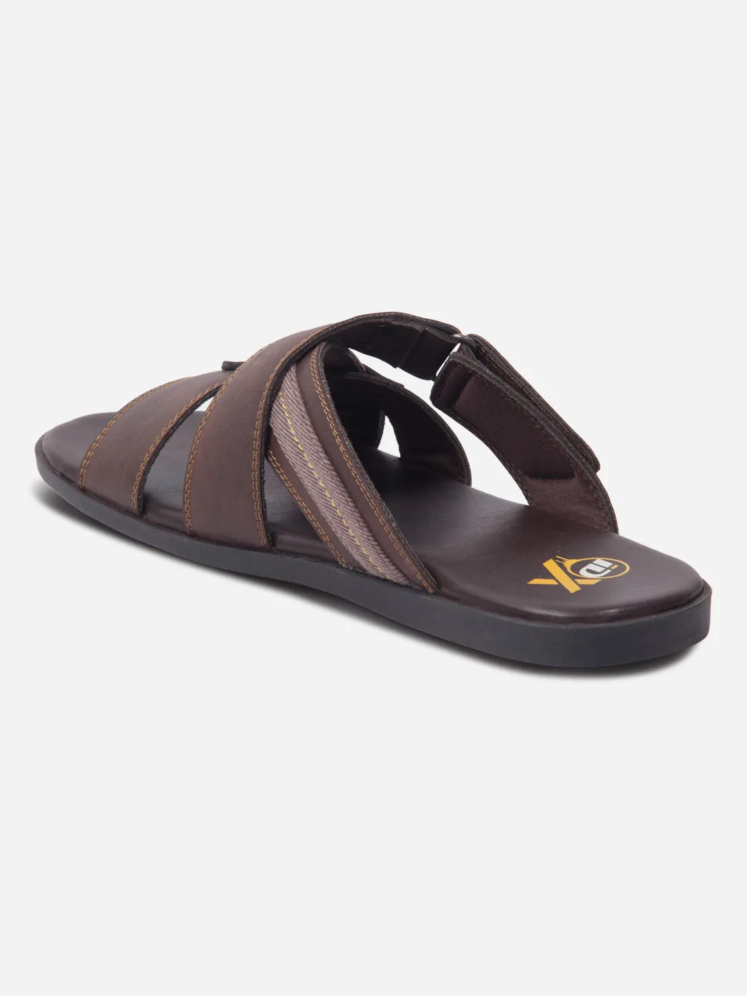 Flexible Fit City Adventure Men's Brown Cross Strap Slipon Casual Sandals (IX5016)