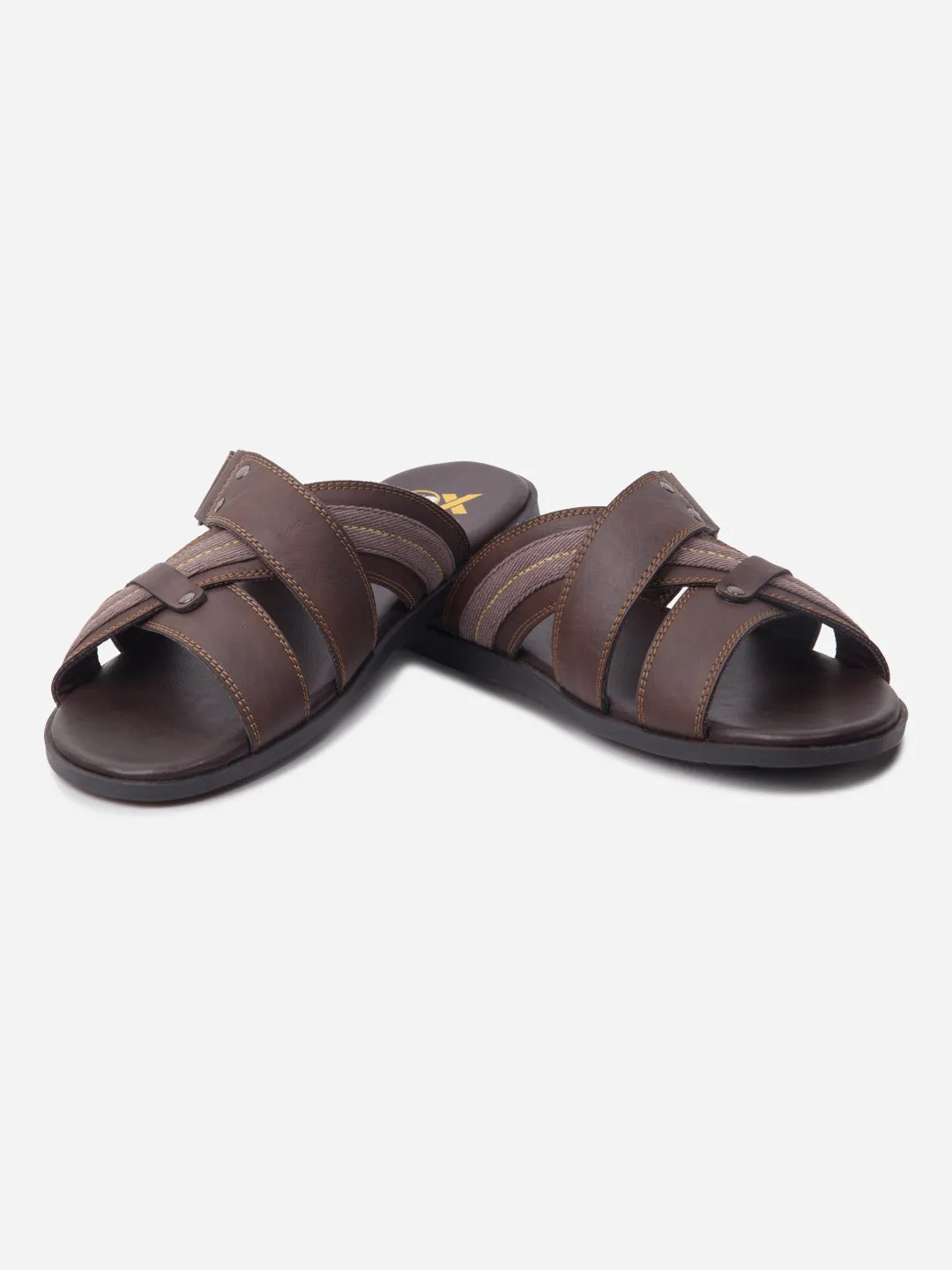 Men's Brown Cross Strap Slipon Casual Sandals (IX5016) Ventilation holes