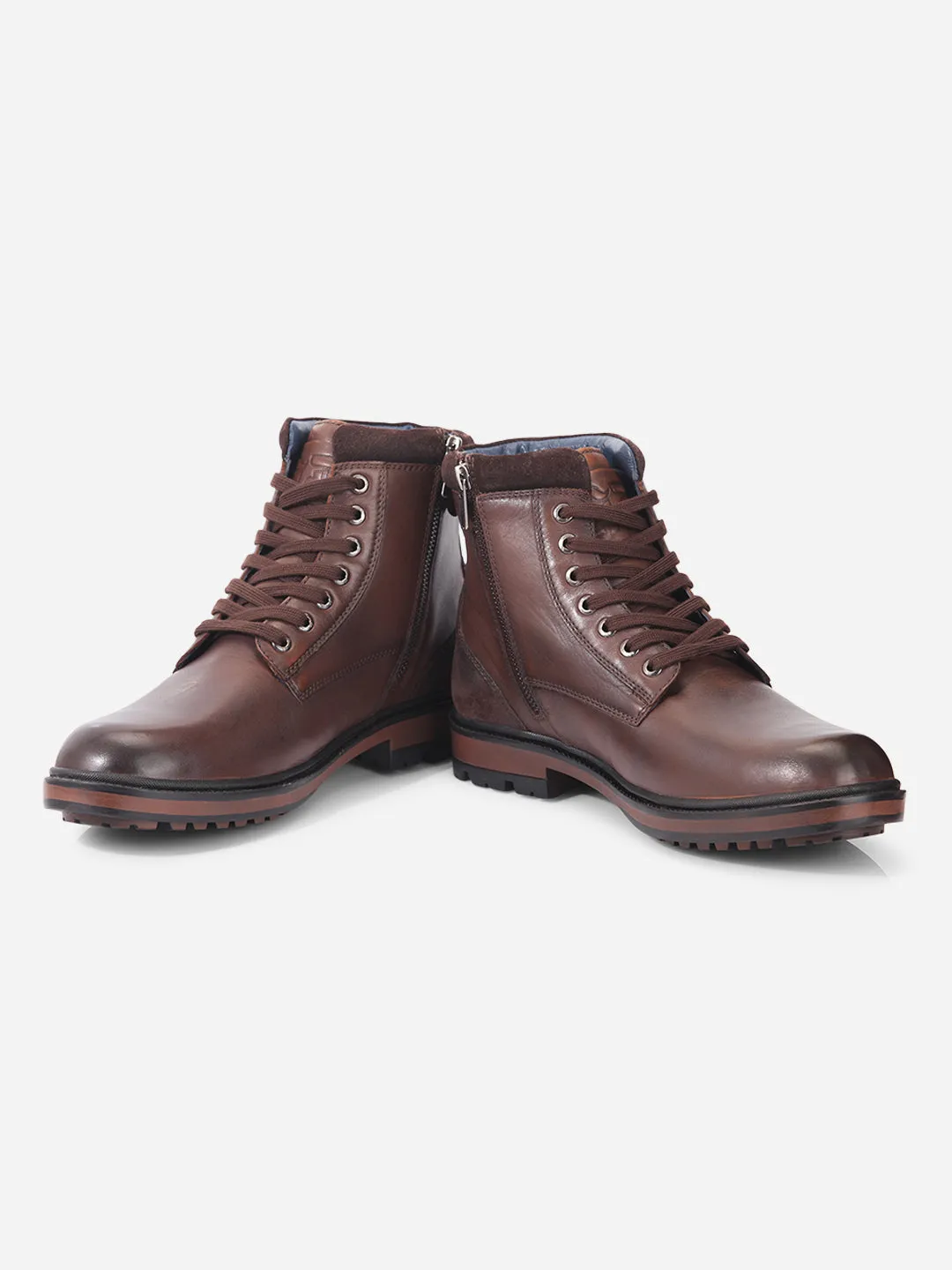 Stable Foot Glow Men's Brown Round Toe Casual Lace Up Boot (ID1155 )