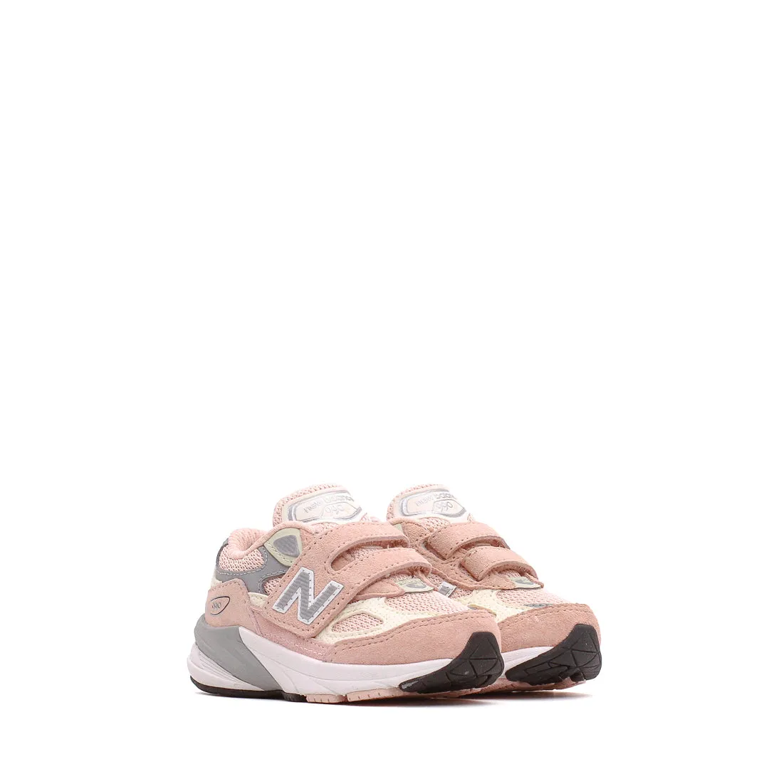 Sweat Resistant Standing Workers New Balance Infant 990v6 Wide Hook and Loop Pink Haze IV990PK6-WIDE
