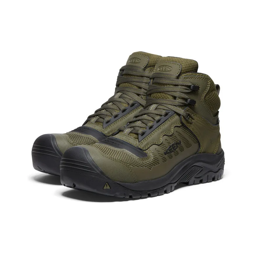 Easy Walk Sandals Flat Sole Men's Reno Mid Waterproof (Carbon Toe)  |  Dark Olive/Black