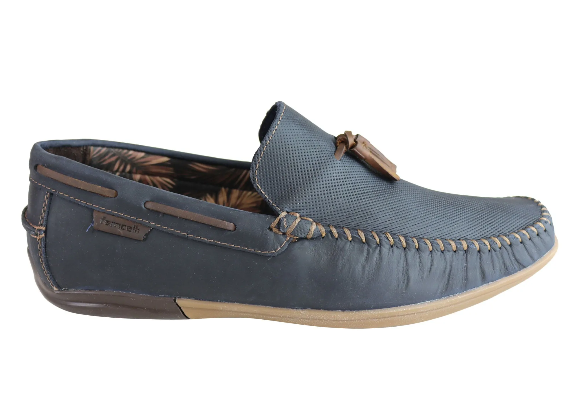 Ferricelli Enzo Mens Comfy Leather Casual Loafer Shoes Made In Brazil Classic Mood Active Lifestyle