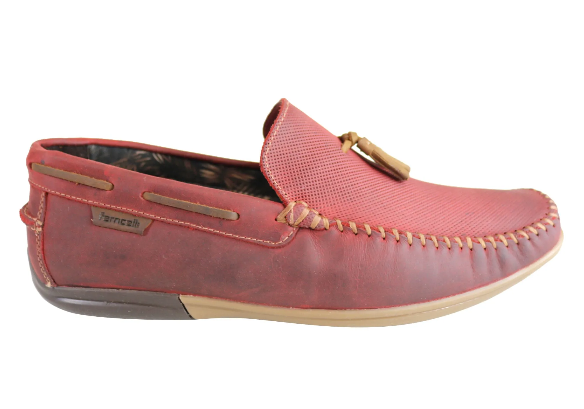 Ferricelli Enzo Mens Comfy Leather Casual Loafer Shoes Made In Brazil Flat