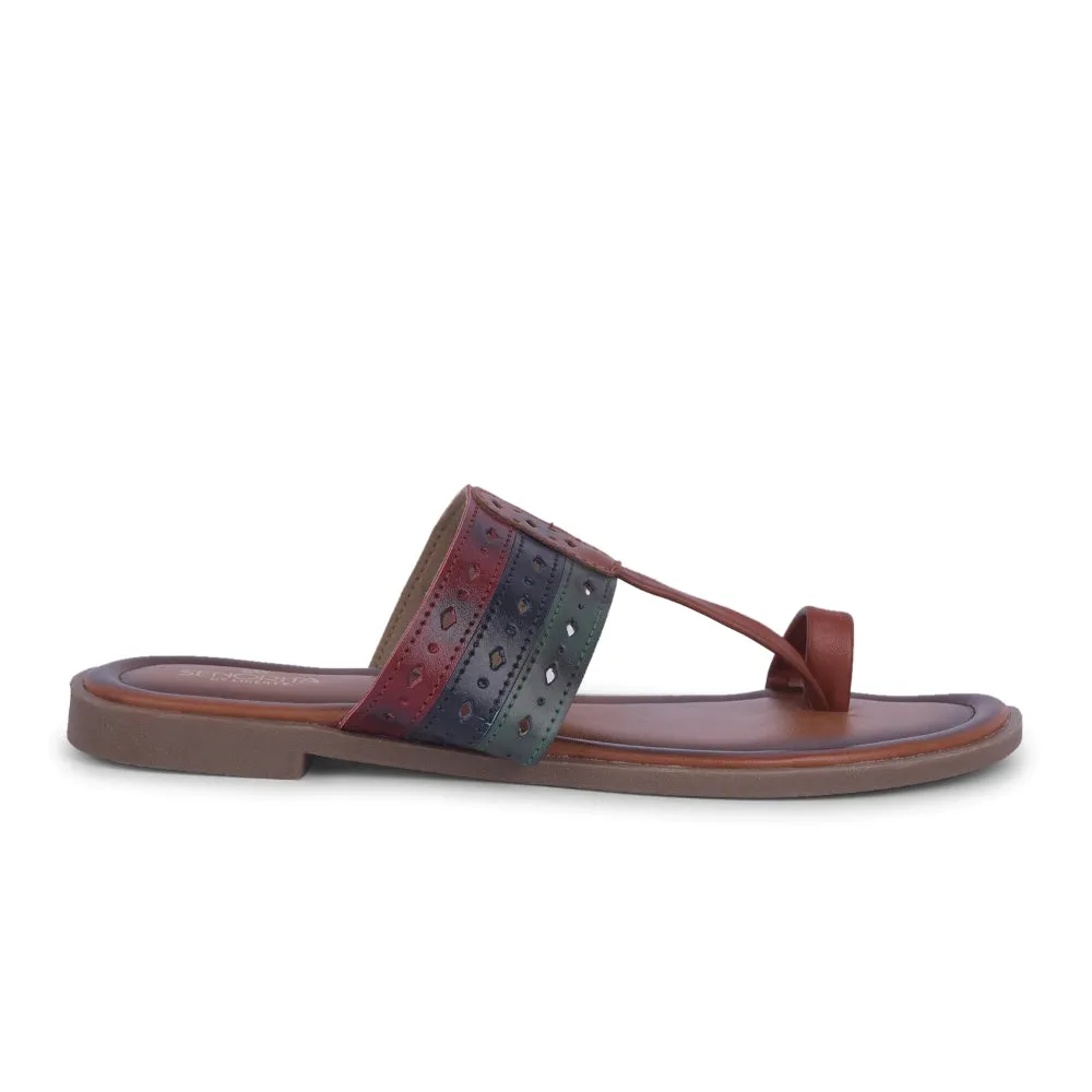 Lightweight Design All Time Senorita Tan Ethnic Toe Ring Slippers For Women LAX-5 By Liberty