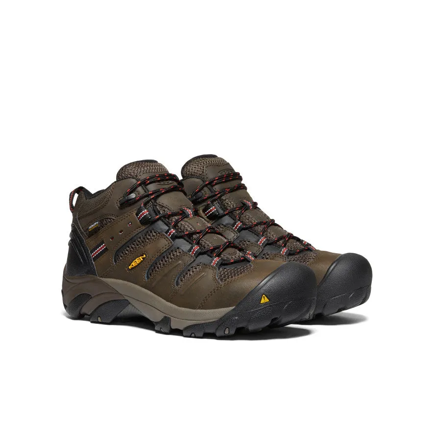 Cushioned Sole Comfortable insoles Men's Lansing Mid Waterproof (Steel Toe)  |  Cascade Brown/Brindle