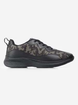 Classy flair Men's Black Olive Textured Sneakers IX7133