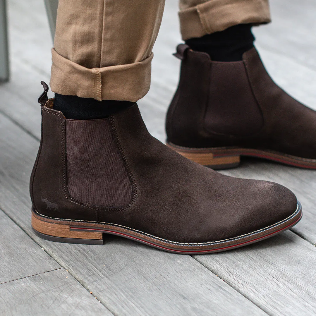 Walk Routine Dog Run Winner Chelsea Boots Dark Brown Suede Easy Flex