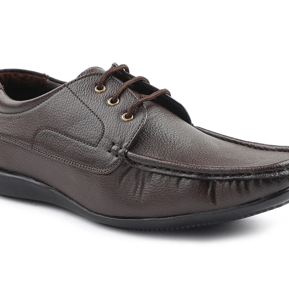 Fortune Brown Lacing Formal Derby Shoes For Men HML-6E By Liberty Steady Step Orthopedic Support