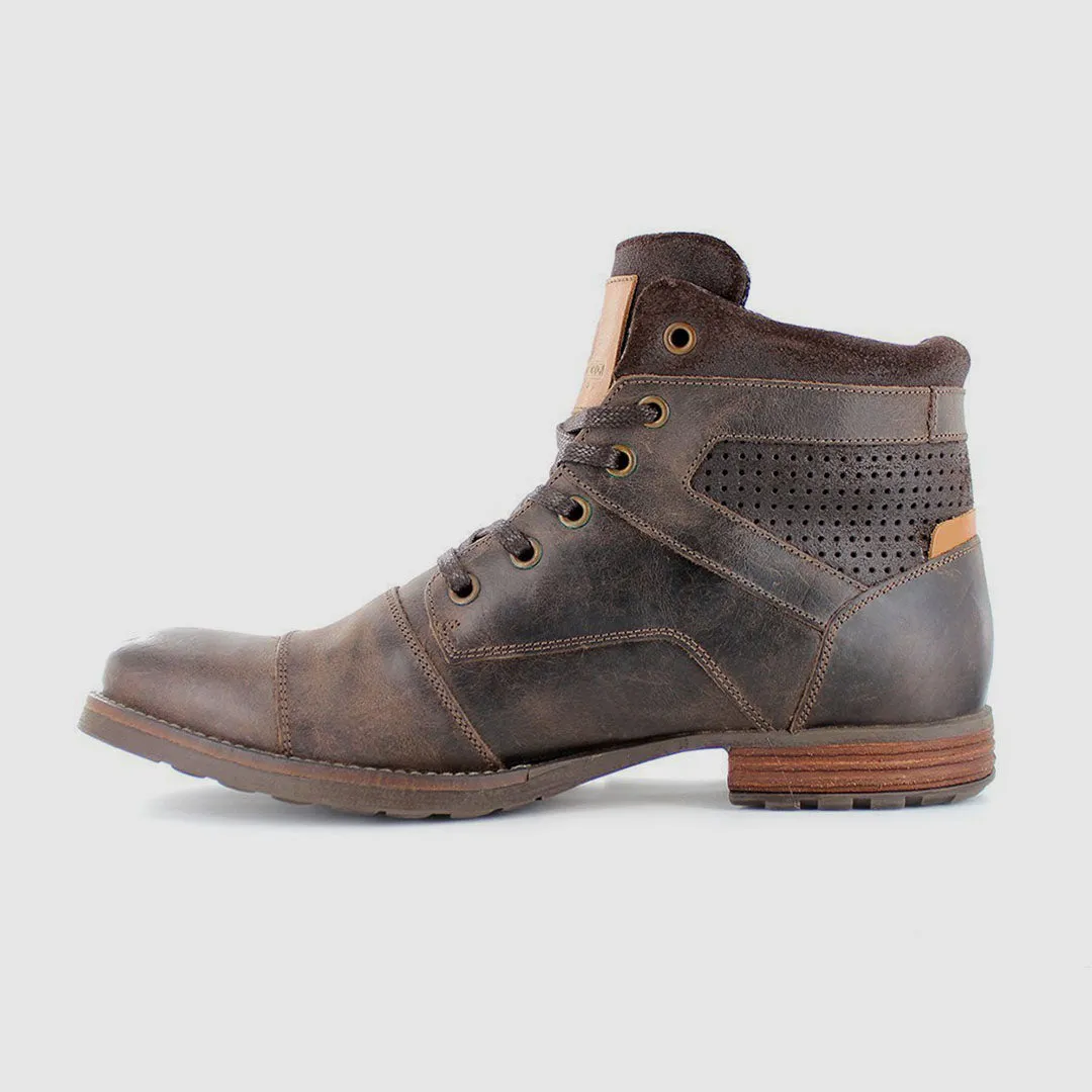Free Spirit Rugged Function Dalby Lace Up Boots Dark Brown
