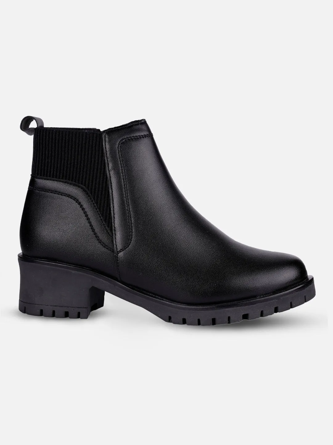 Women's Black Ankle Boots (IU5002) Soft work use