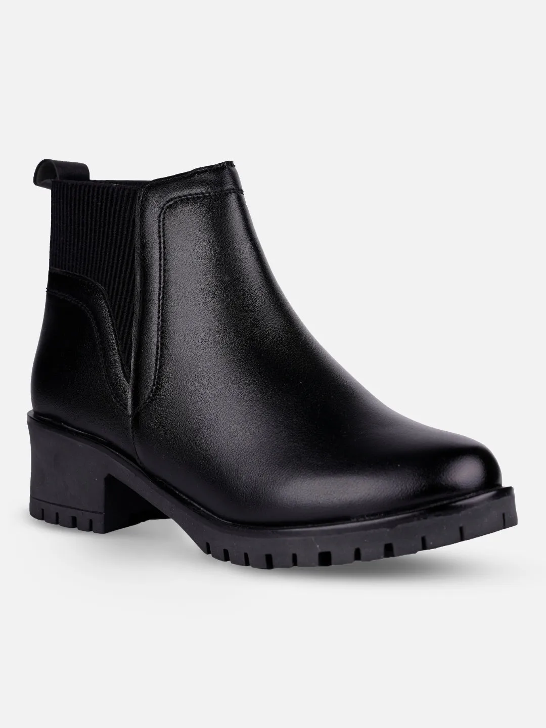 Military Style Women's Black Ankle Boots (IU5002)