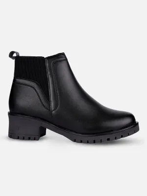 Women's Black Ankle Boots (IU5002) Soft work use