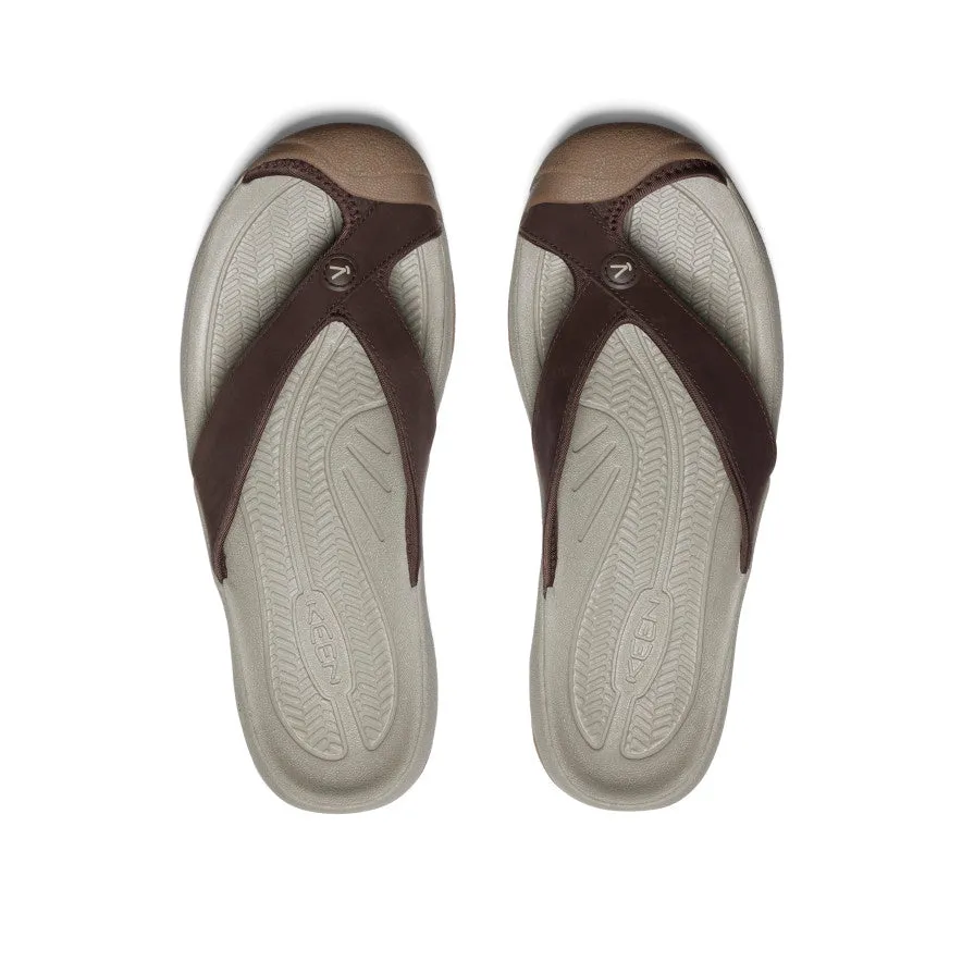 Work Day Seamless Interior Padding Men's Waimea Leather Flip-Flop  |  Java/Plaza Taupe