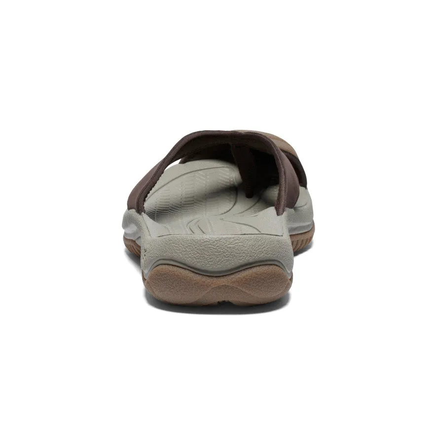 Sock Liner Tech Men's Waimea Leather Flip-Flop  |  Java/Plaza Taupe