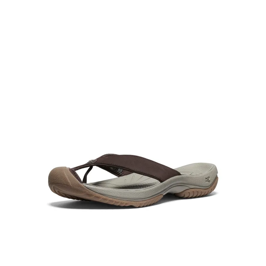 Mobility Focused Men's Waimea Leather Flip-Flop  |  Java/Plaza Taupe