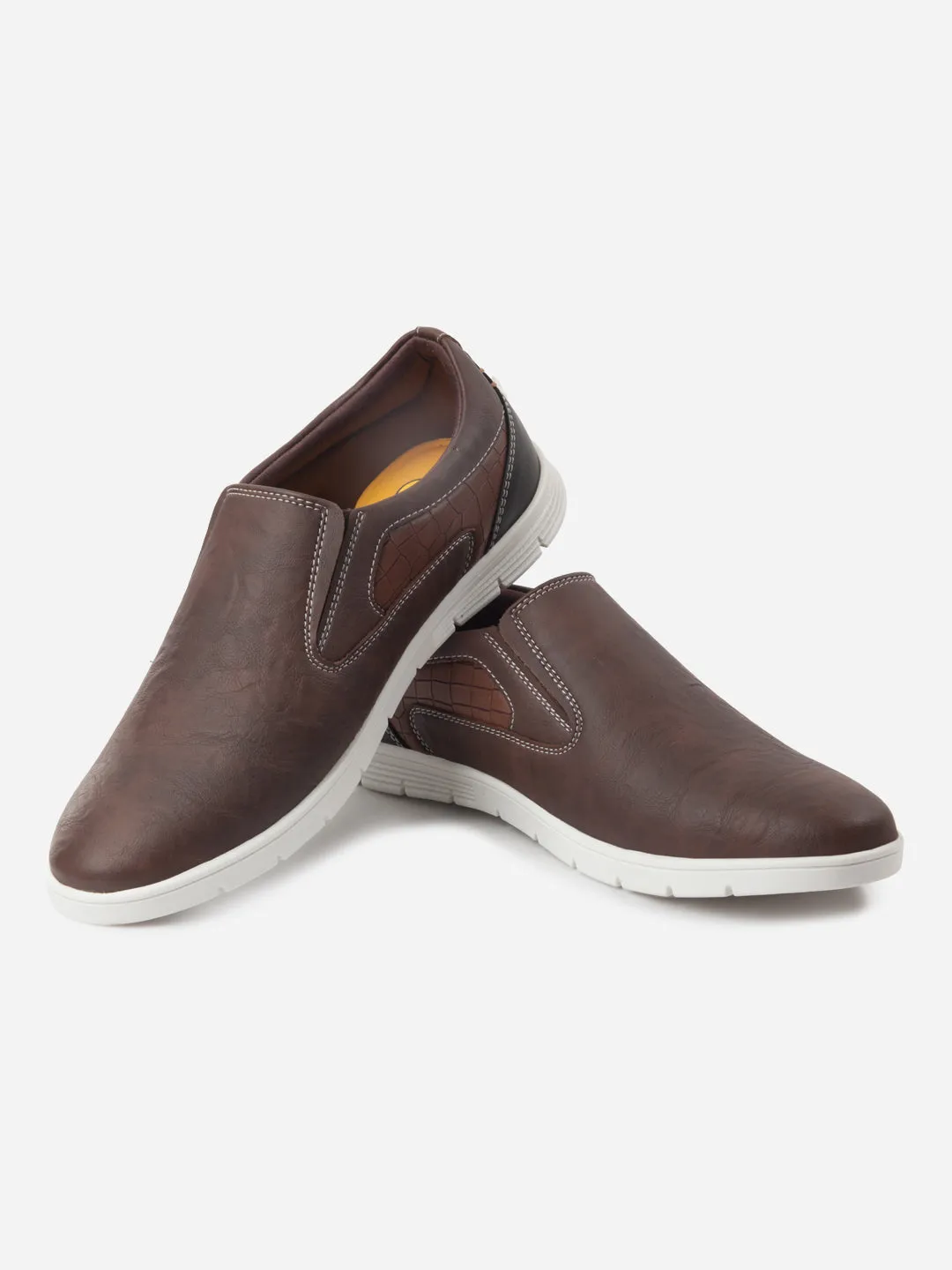 Men's Brown Round Toe Slip On Casual (IX2152) Toe Protection