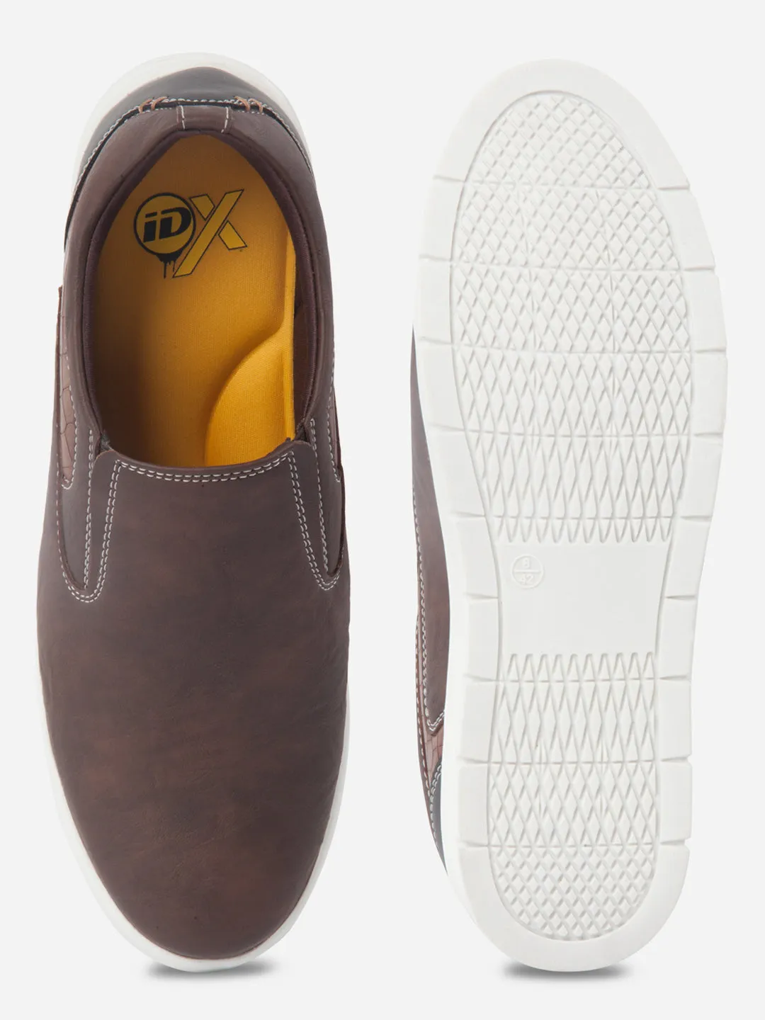 synthetic leather Men's Brown Round Toe Slip On Casual (IX2152)