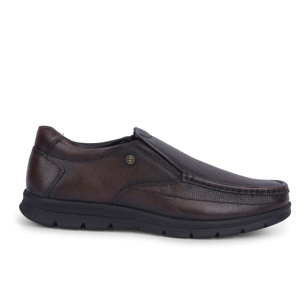 Healers Brown Formal Non Lacing Moccasin For Men OSL-22 By Liberty Custom Edge Minimal Stitch