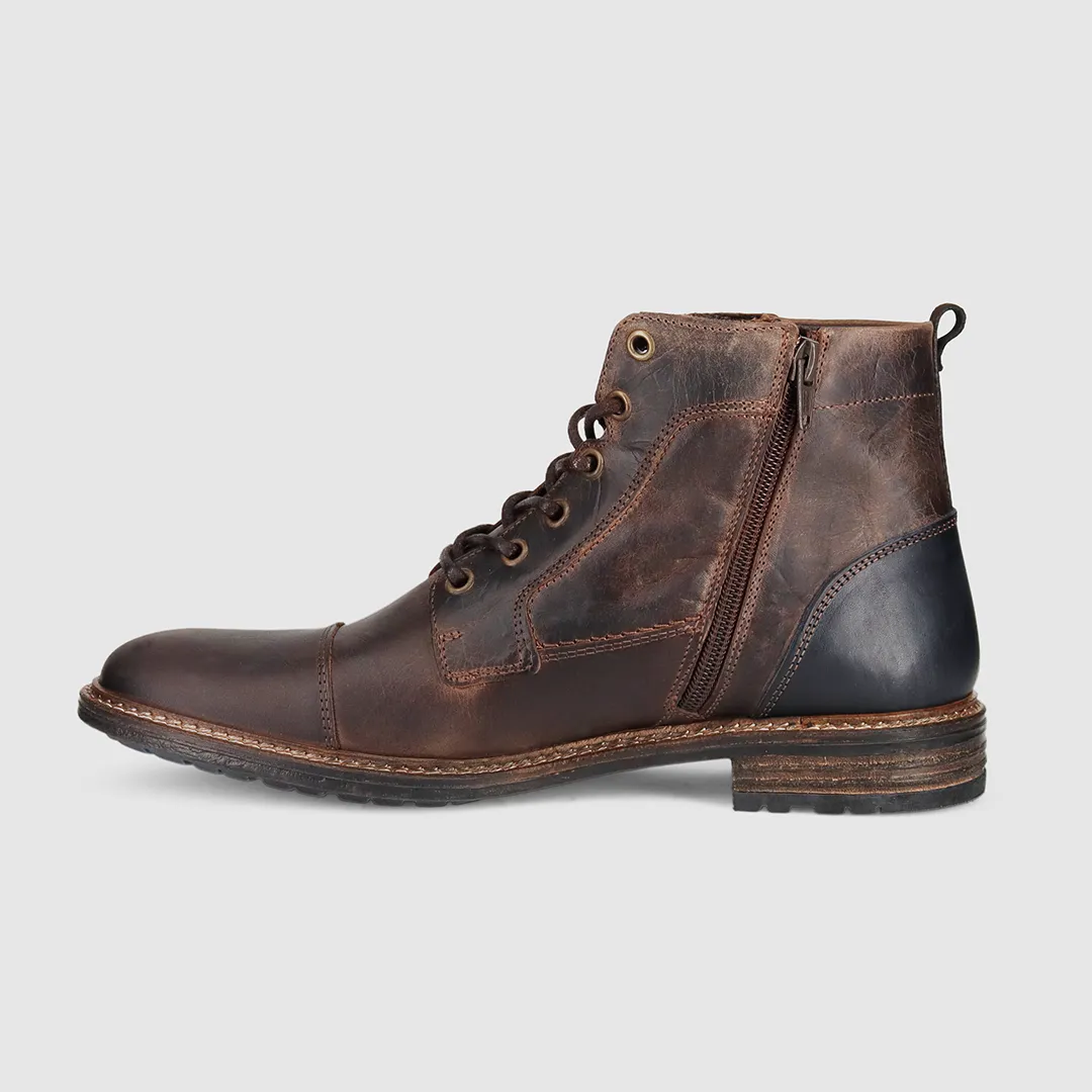Soft Sole Rough Ready Clifton Lace Up Boots Dark Brown