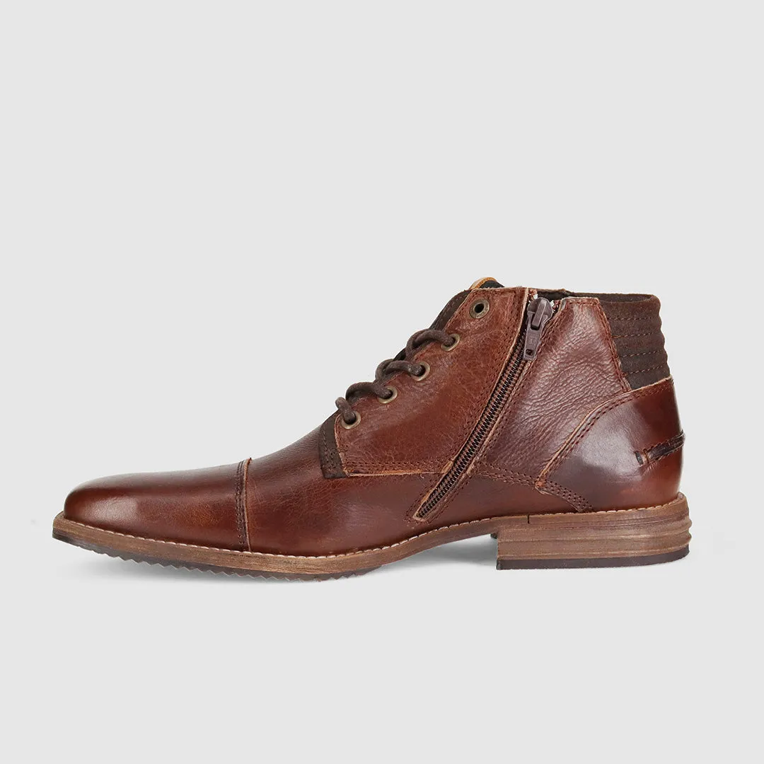 Chambers Lace Up Boots Dark Brown Round Toe Two Tone