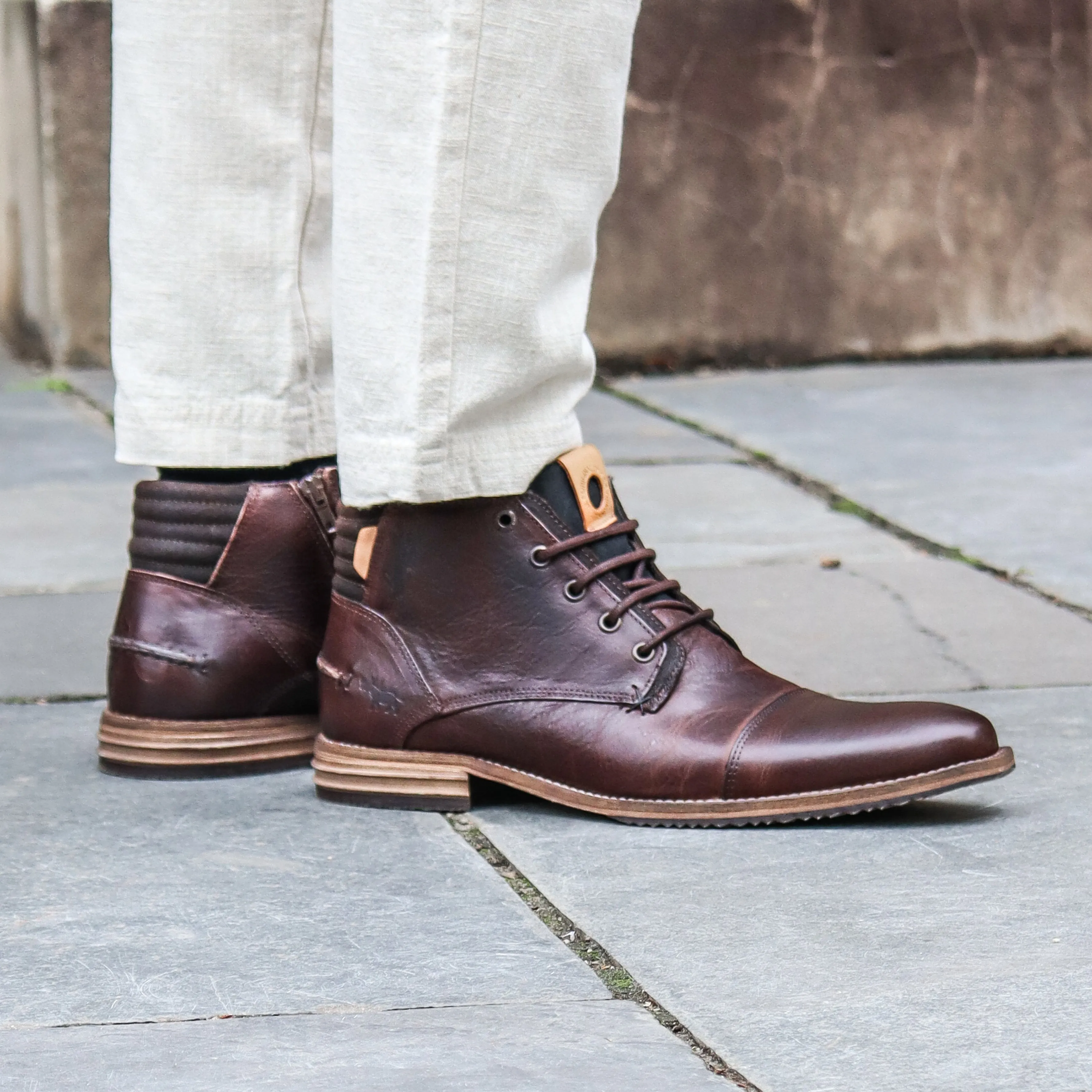 Chambers Lace Up Boots Dark Brown Block Heel Tough Terrain