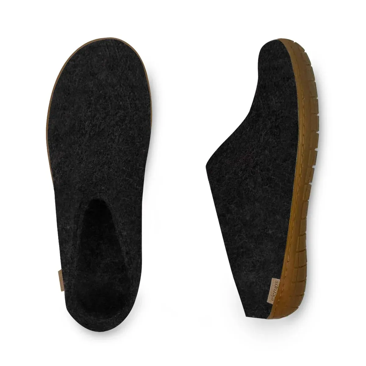 Leather Touch Gym Life Glerups Slipper: Slip On, Charcoal - Honey Rubber Sole - BR-02-00