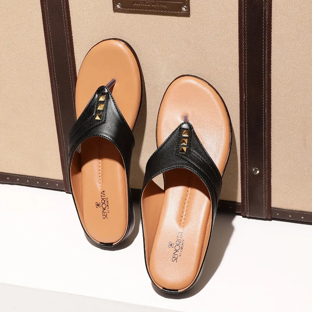 Senorita Casual (Black) Slipper For Women LAF-905 By Liberty material
