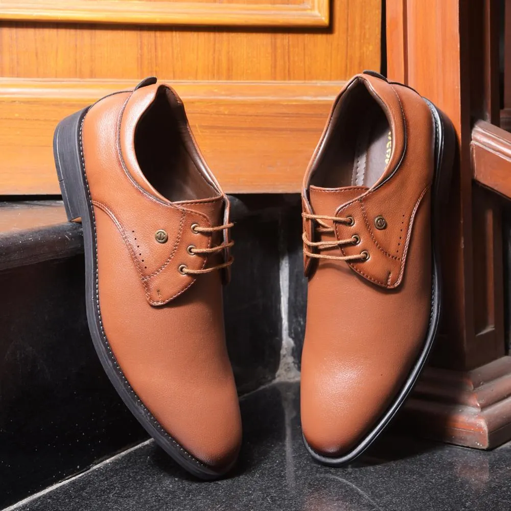 Top Shade Healers Tan Formal Lacing Derby Shoes For Men SAGAR-16 By Liberty