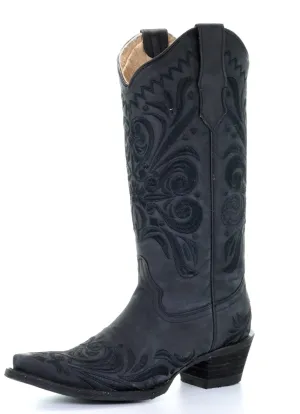 Circle G Black Filigree Embroidered Ladies' Boot Travel purpose