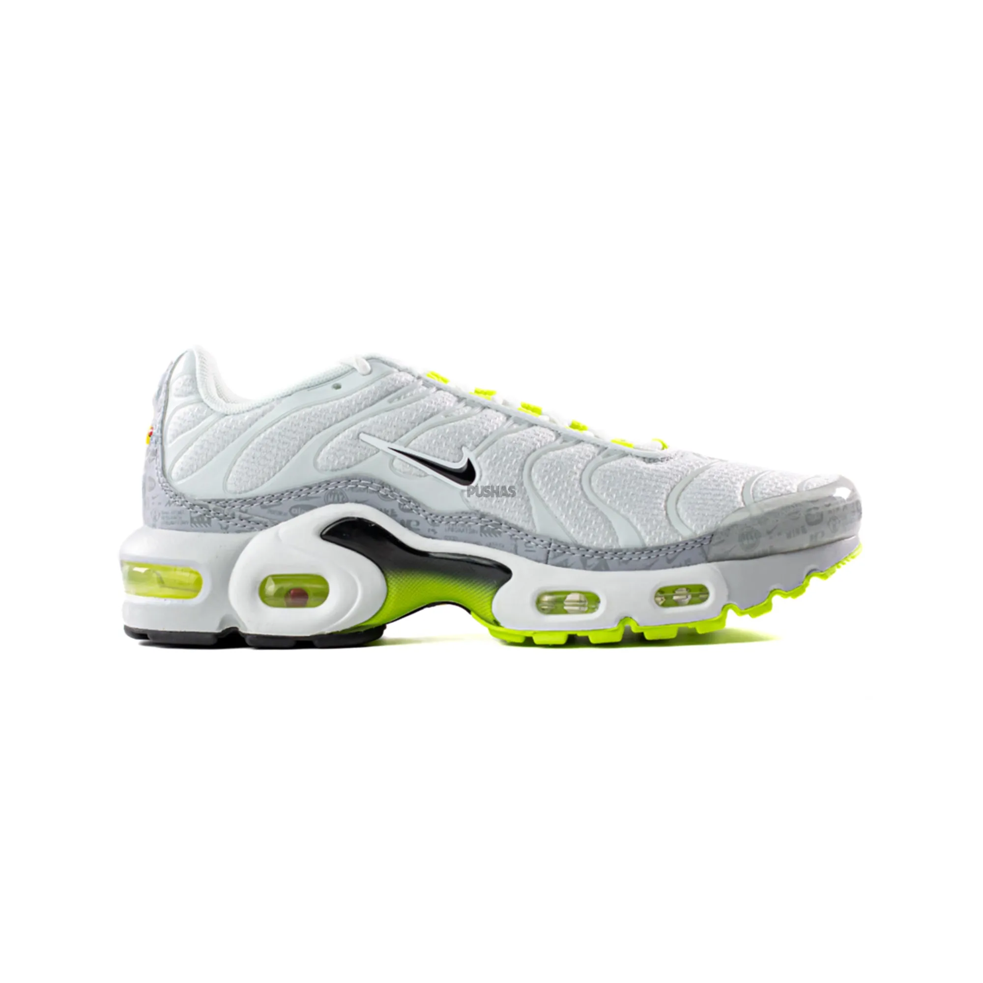 High Arch Nike Air Max Plus TN 'Retro Air Max Logos / Reflective White Volt' GS (2021)