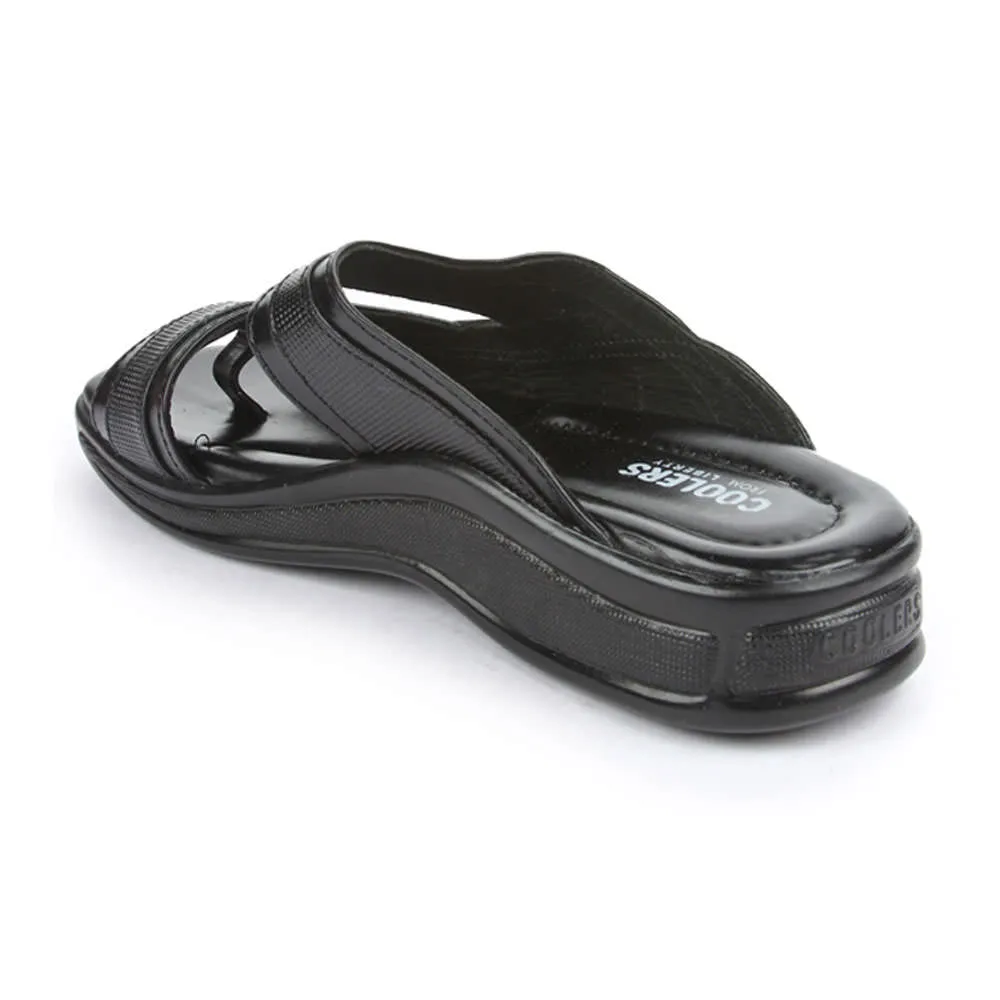 Coolers Casual Black Slippers For Men 2050-01 By Liberty Hand Finish