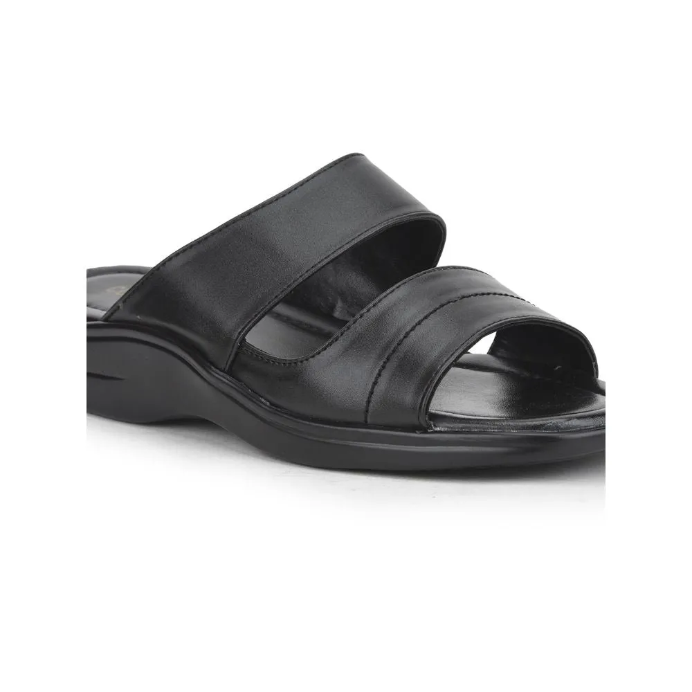 Mind Ease Flexible Coolers Casual Black Slippers For Men 2050-S209 By Liberty
