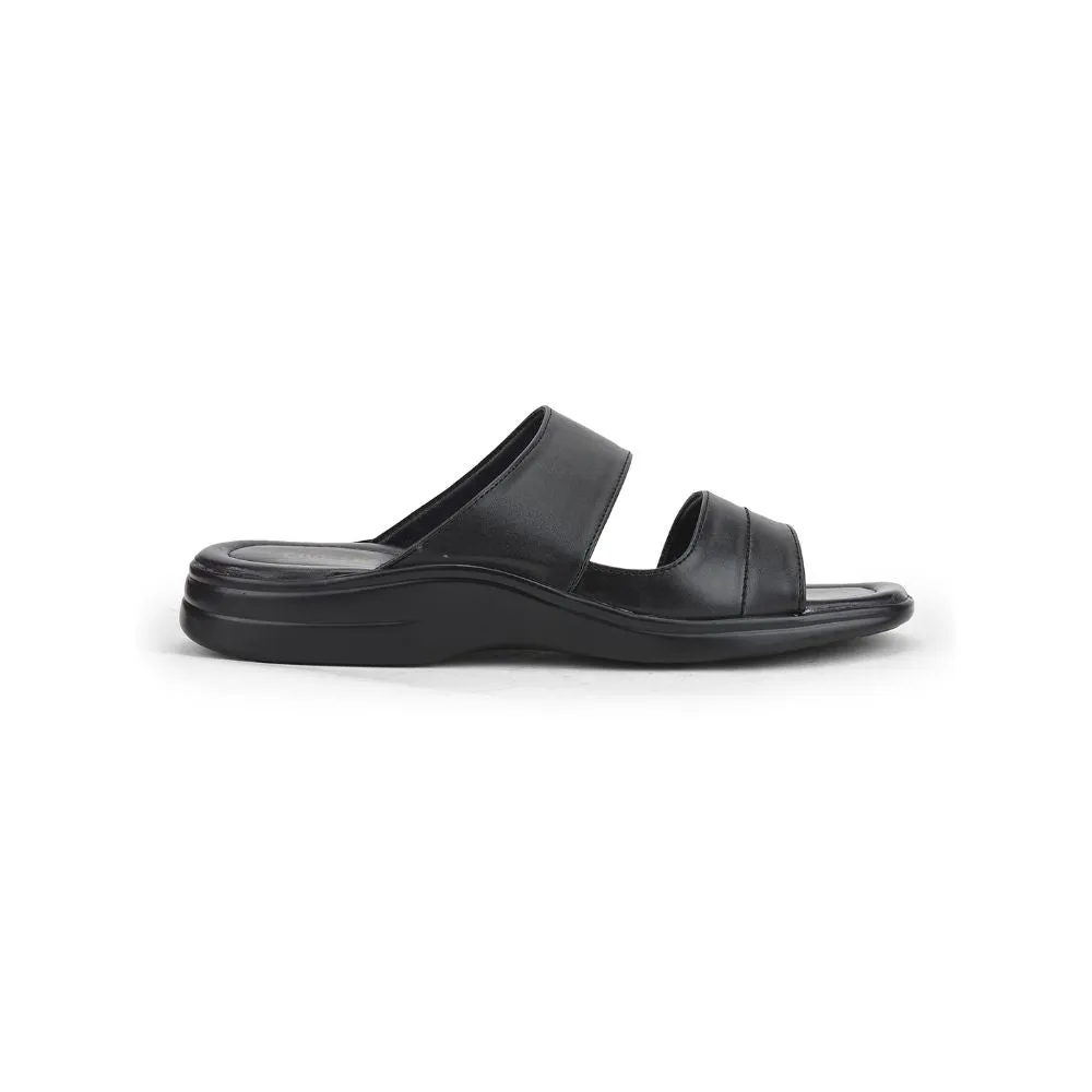 Coolers Casual Black Slippers For Men 2050-S209 By Liberty winter warmth